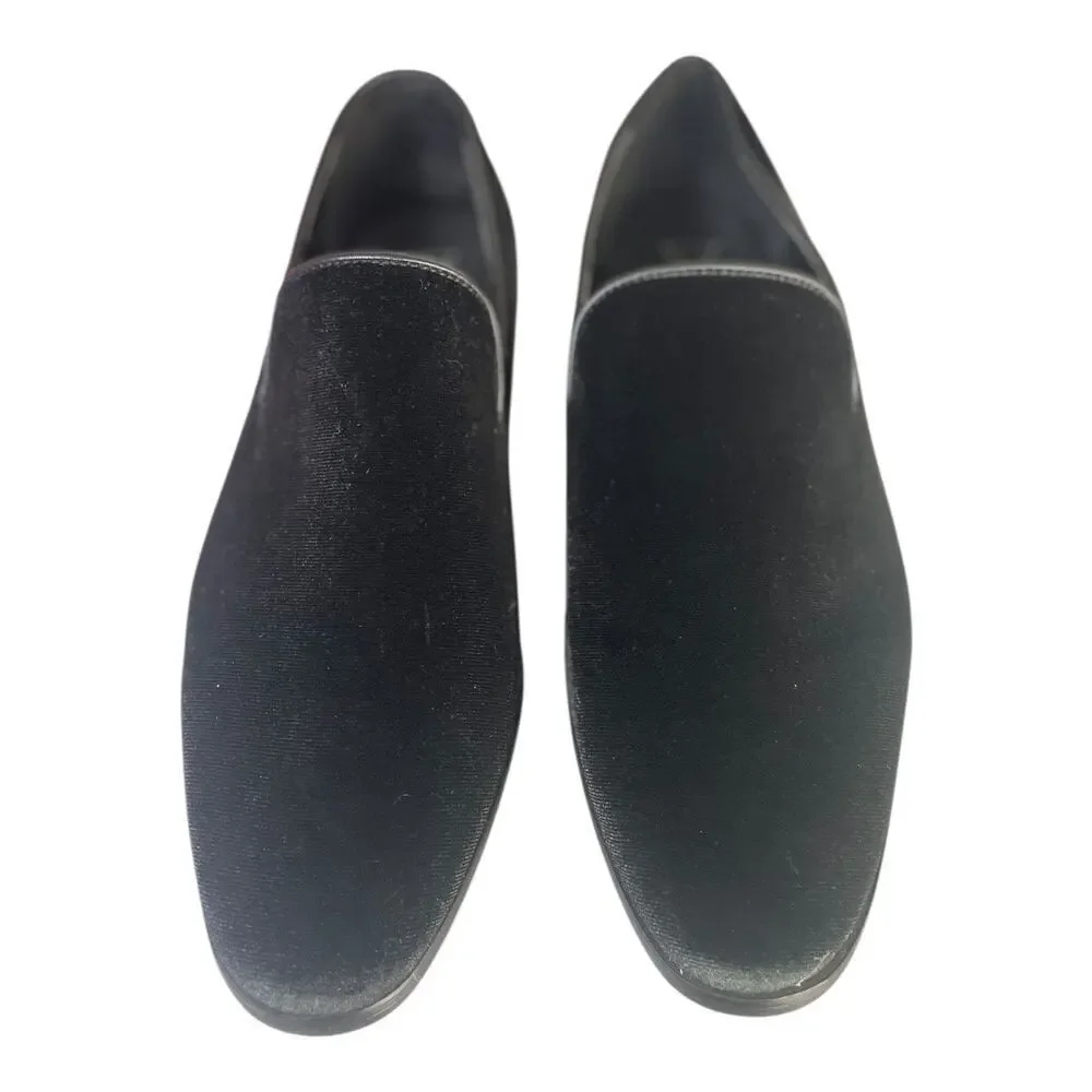 Enzo Romeo Men’s Black Velvet Slip On Dress Loafers Size 11